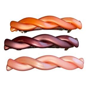 3 VTG HAIR BARRETTE MADE IN FRANCE twist BRAIDED plastic